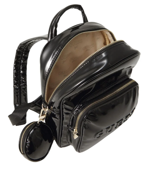 Zaino da ragazza in pelle lucida con maxi logo lettering in rilievo J5BZ19W3070