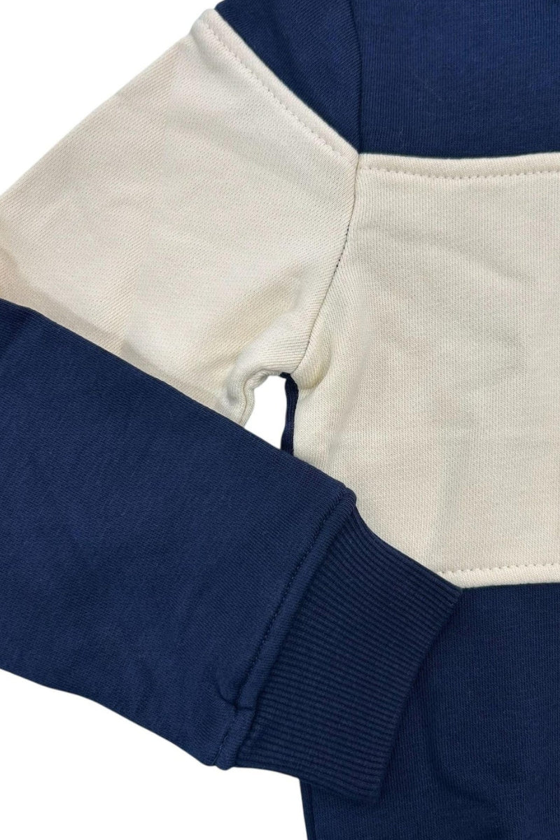 Felpa da bambino in cotone garzato con cappuccio e banda a contrasto colore TBA25056FE