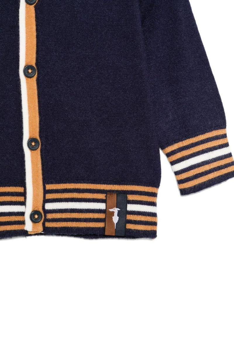 Cardigan da neonato in lana con dettagli a contrasto colore TIA25078CD