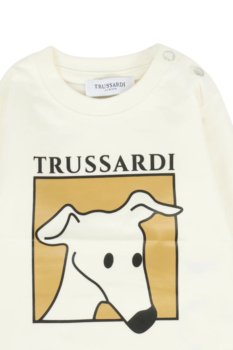 Maglia da neonato con maxi stampa con cagnolino e logo lettering TIA25085TS