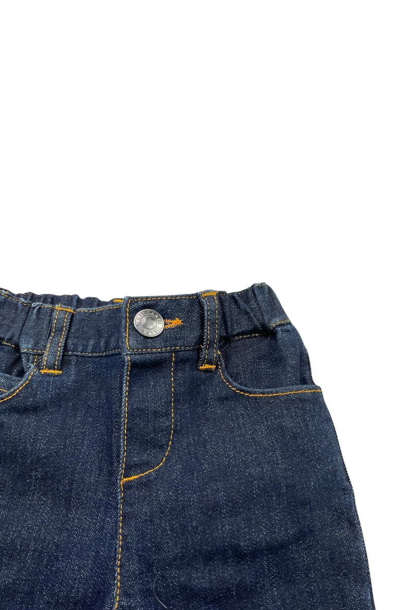 Jeans da neonato in cotone con cuciture a contrasto colore TIA25201JE