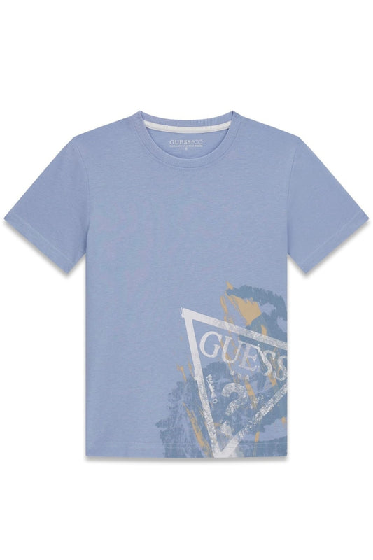 T-shirt girocollo da ragazzo con stampa maxi triangolo loggato stilizzato L6RI14K8HM4