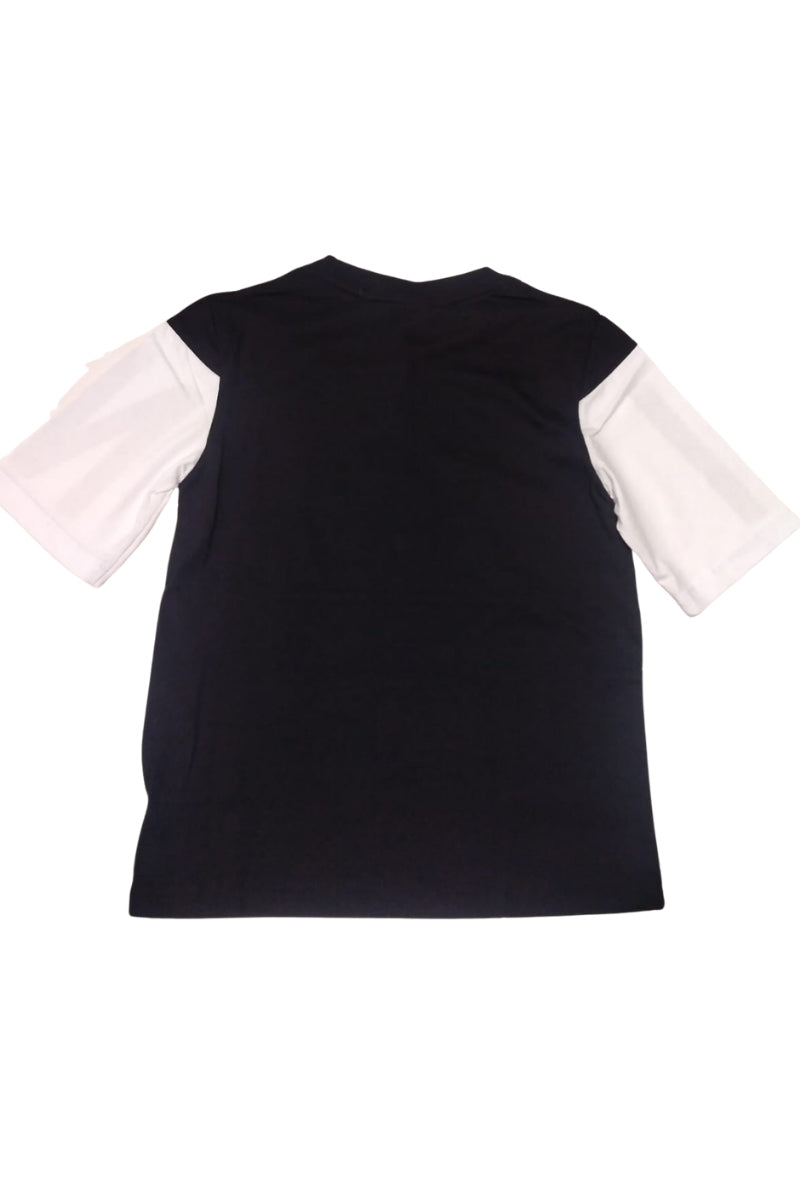 T-shirt girocollo da ragazzo con maniche corte a contrasto colore e maix logo lettering IBKS001009