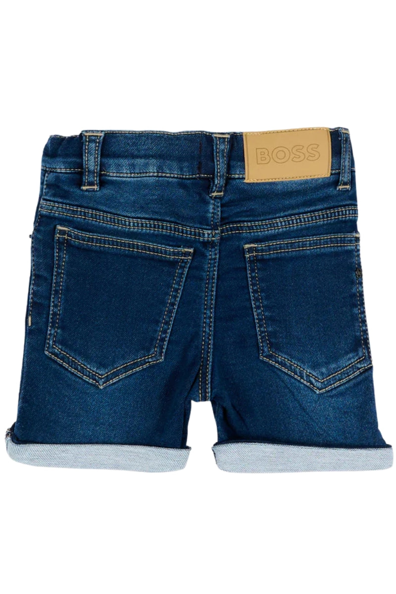 Bermuda da neonato e bambino in denim con risvolti sul fondo J52872/Z07