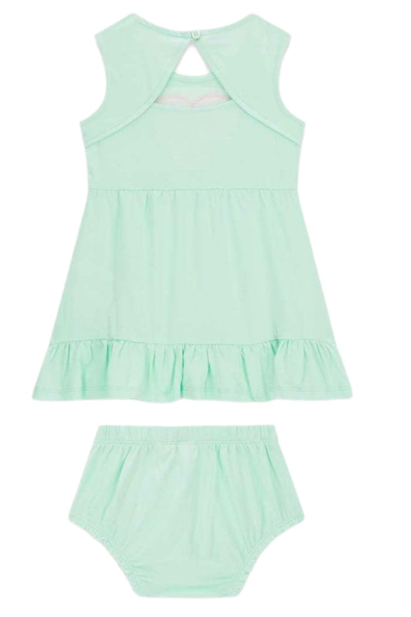 Abito da neonata girocollo con maxi cuore loggato con paillettes A6GK07K6YW4