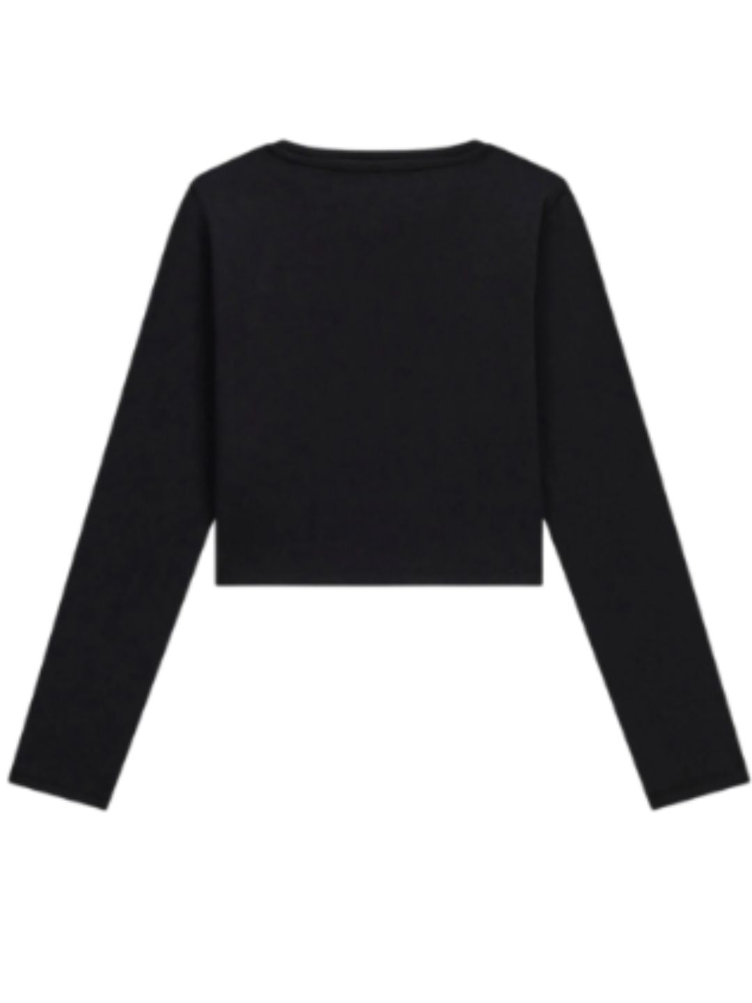 Maglia cropped da ragazza con maxi stampa loggata in lurex sul davanti J6YI35K3774