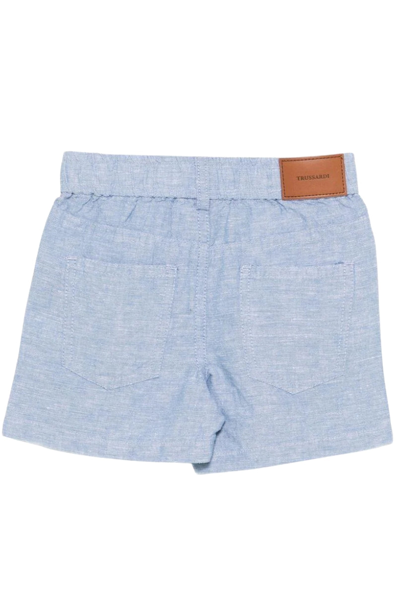 Bermuda da neonato e bambino in misto lino con logo ricamato ton sur ton TIP26039BE