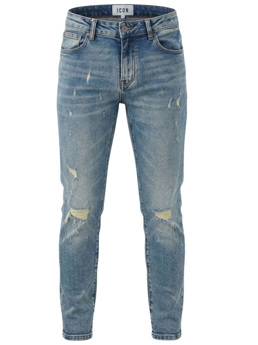 Jeans da ragazzo modello slim con strappi frontali IBDT001307