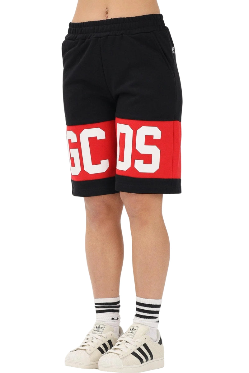 Bermuda da ragazzo e ragazza in cotone con maxi con logo lettering a contrasto fronte e retro Z0UJQL589F004