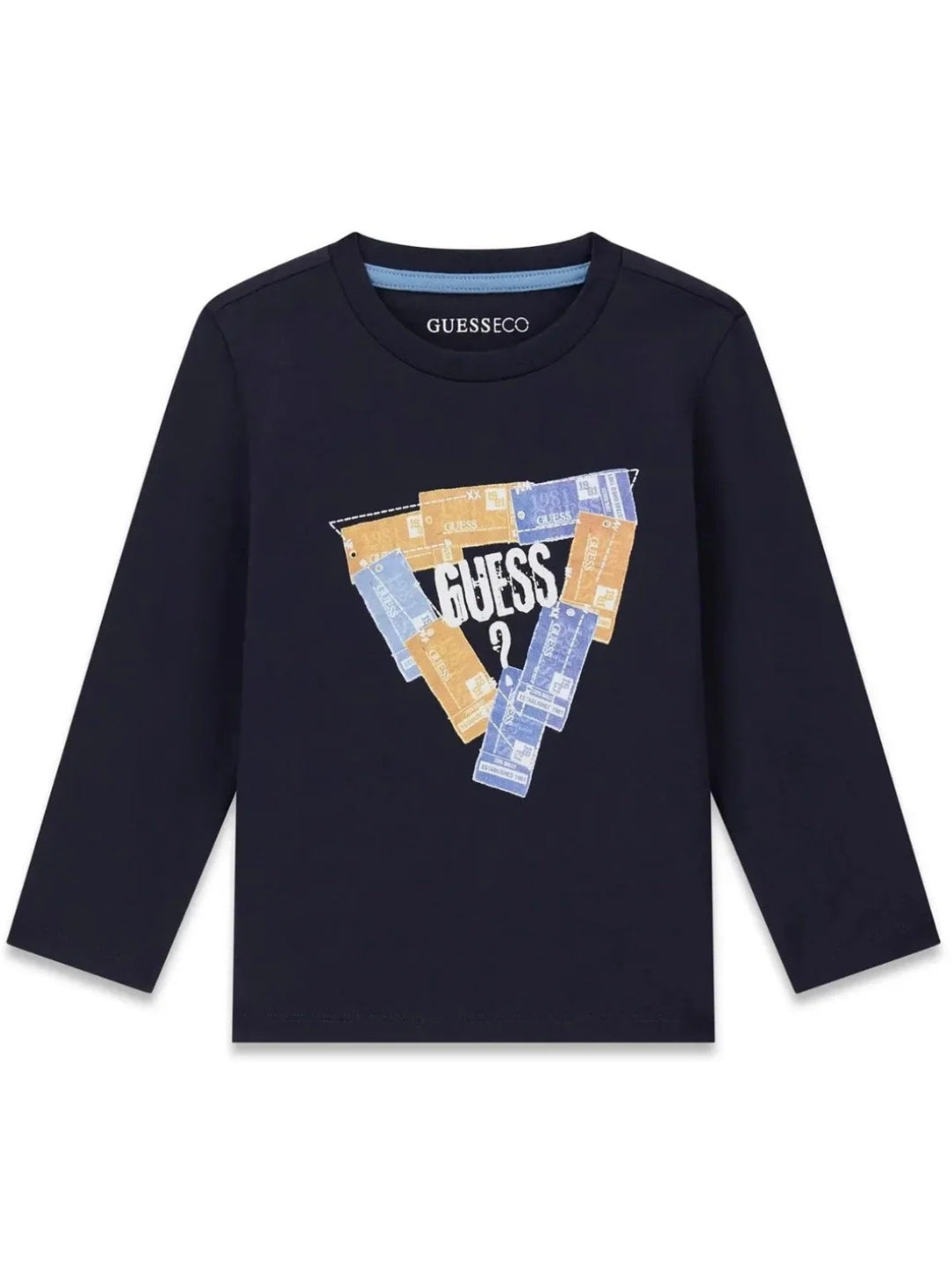 Maglia da bambino in cotone con maxi triangolo loggato stilizzato sul davanti N6BI09K5861