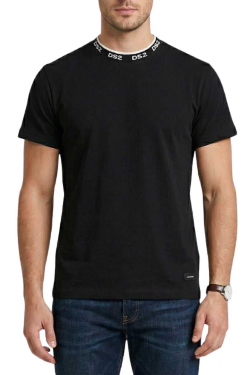 T-shirt girocollo da uomo con multi logo a contrasto sul collo SS26300