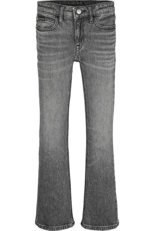 Jeans da bambina e ragazza modello a zampa lavaggio scuro IG0IG030411BY