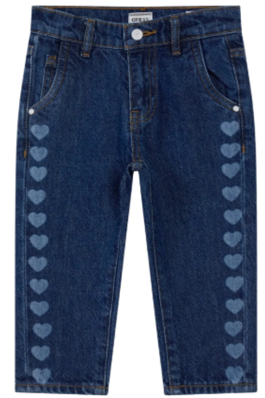 Jeans da bambina in cotone con stampa multi cuori sui laterali K6RA00D45E0