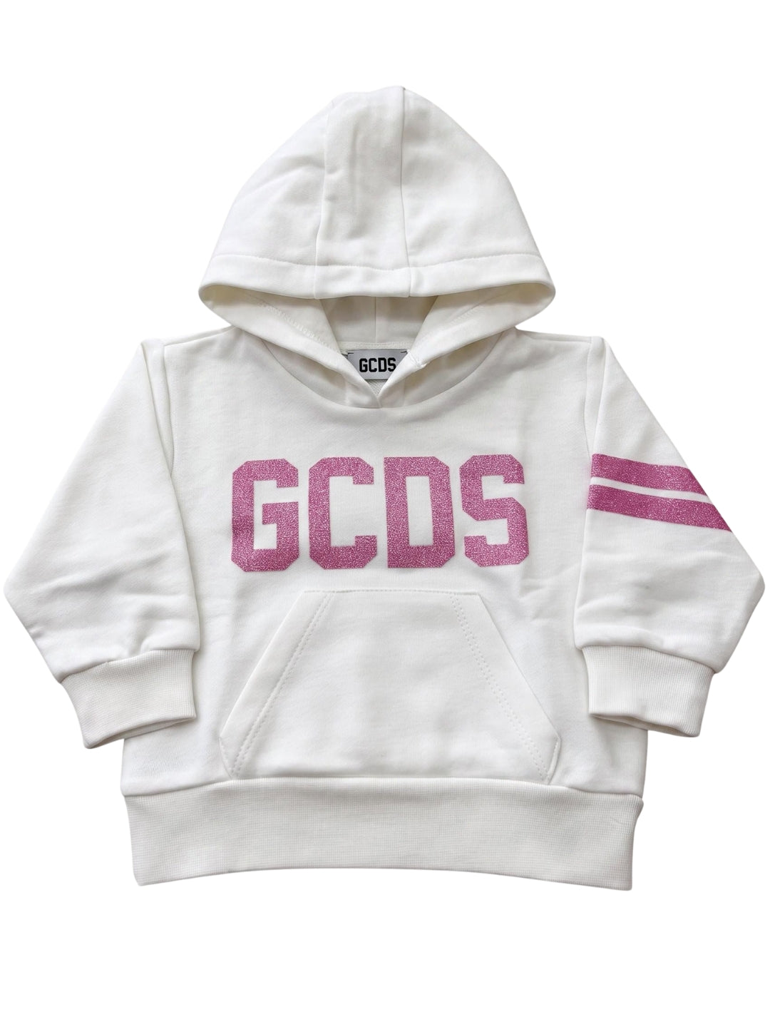 Felpa da neonata con cappuccio e dettagli a contrasto colore con glitter GC0064
