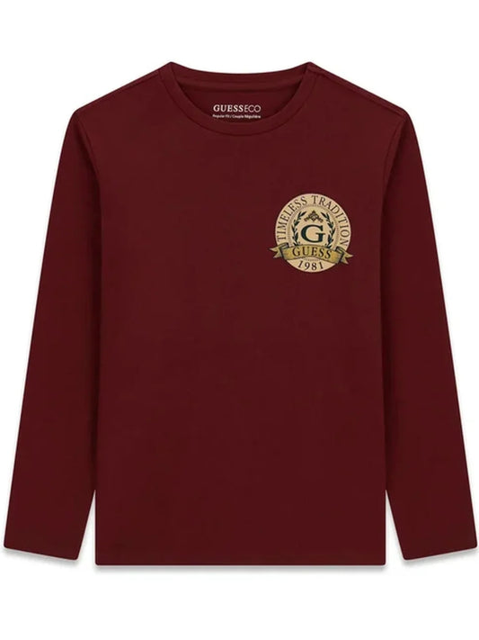 Maglia da ragazzo con stampa ovale con logo monogram a contrasto sul davanti a sinistra L6YI08K3717