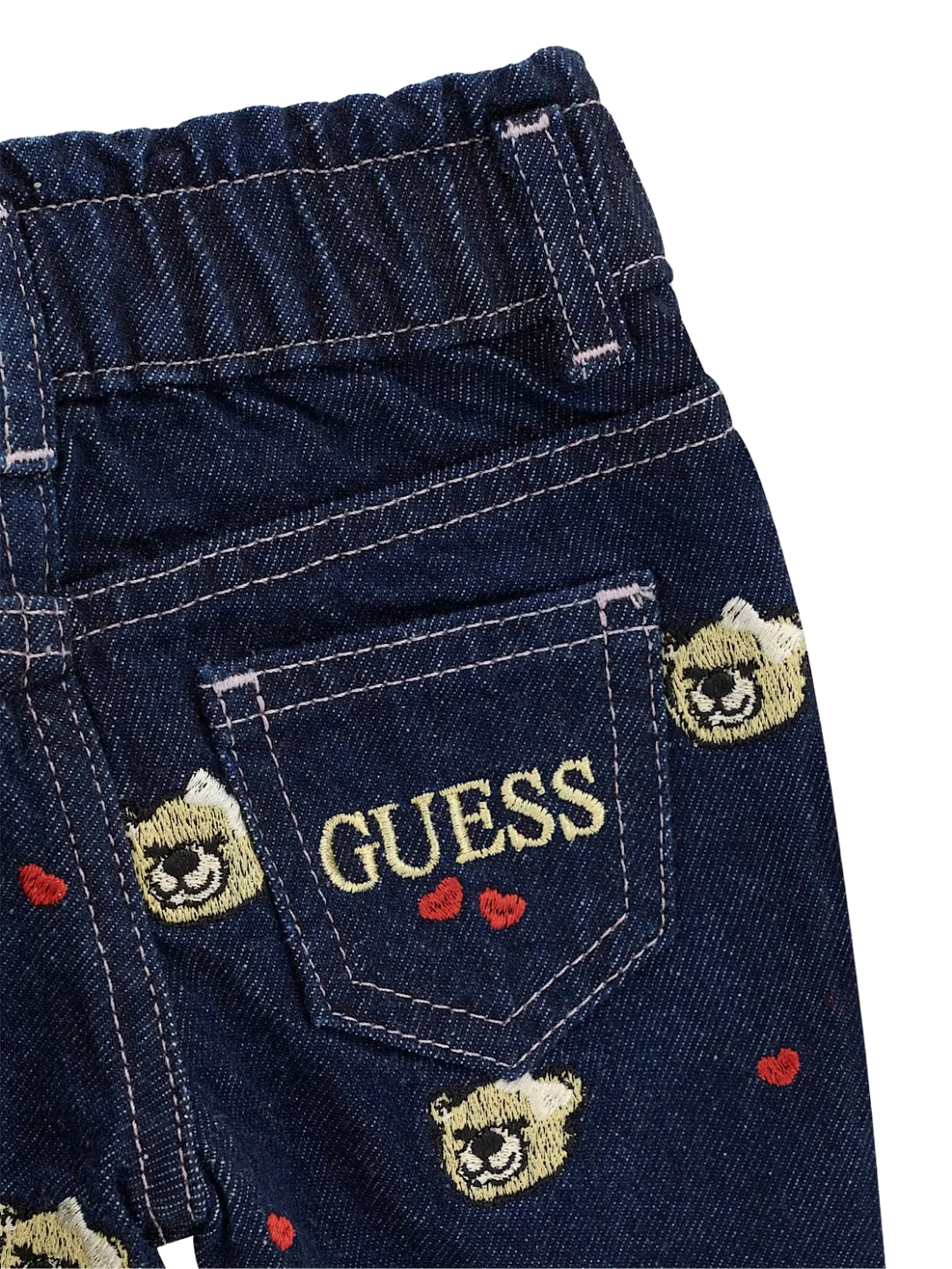 Jeans scuro da neonata con ricami orsacchiotti all over K6BA04D2169