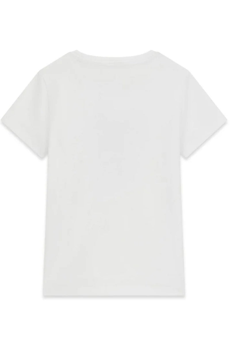 T-shirt da neonata e bambina con maxi stampa loggata con cuore stilizzato a contrasto sul davanti K6RI02K6YW4
