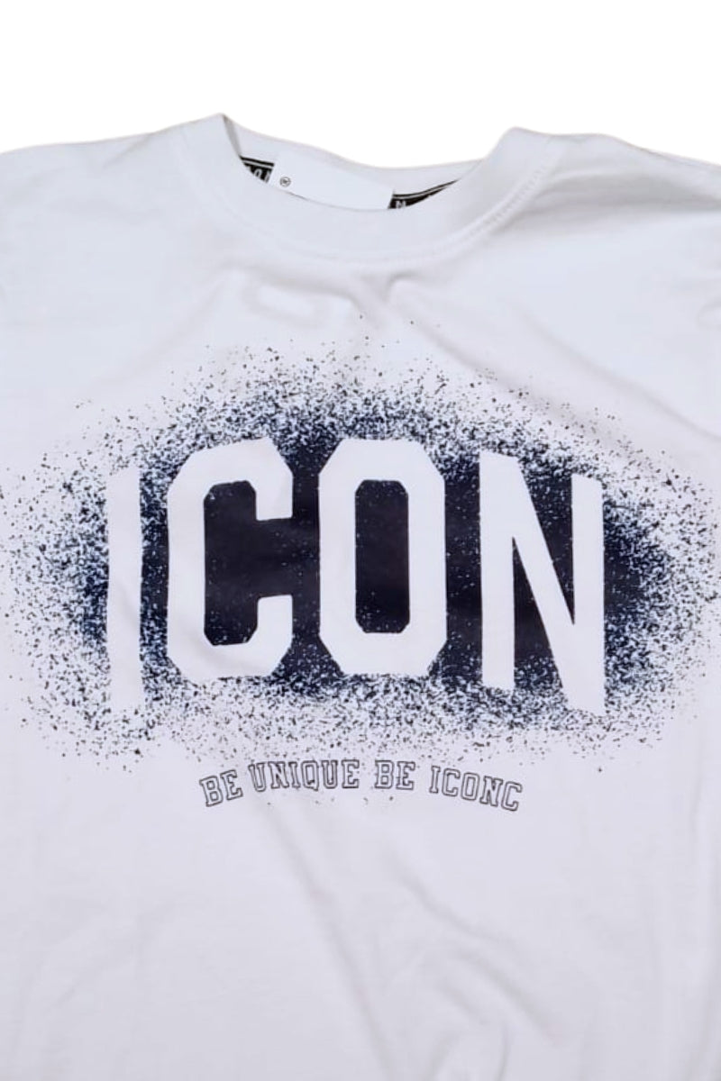 T-shirt girocollo da ragazzo con maxi stampa schizzi e logo lettering a contrasto colore IBKS001129