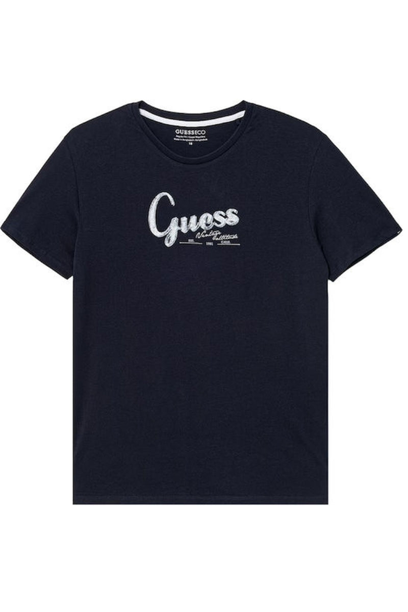 T-shirt girocollo da ragazzo con stampa logo lettering frontale L6GI01K8HM4