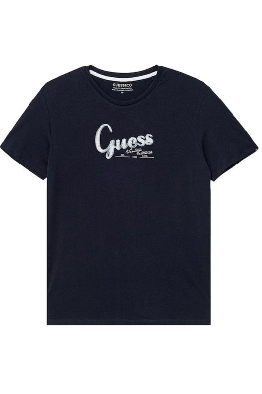 T-shirt girocollo da ragazzo con stampa logo lettering frontale L6GI01K8HM4
