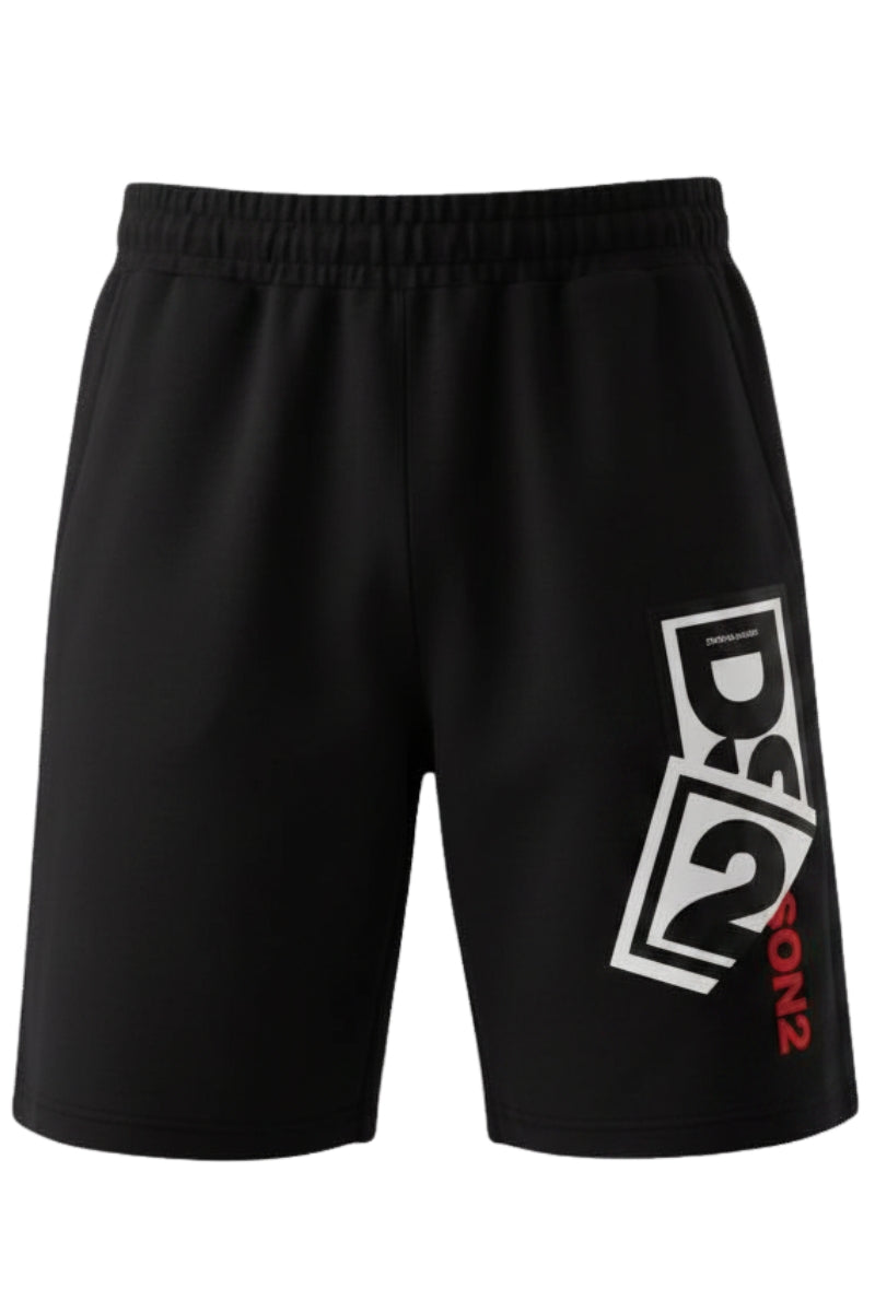 Bermuda da ragazzo in cotone garzata con stampa loggata a sinistra SS26K42