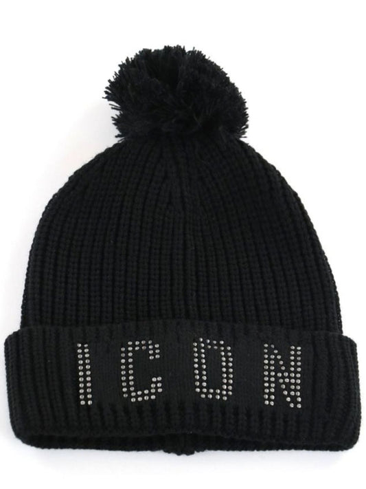 Cappello da bambina e ragazza in maglia con lavorazione a trecce e logo frontale IGAC001339