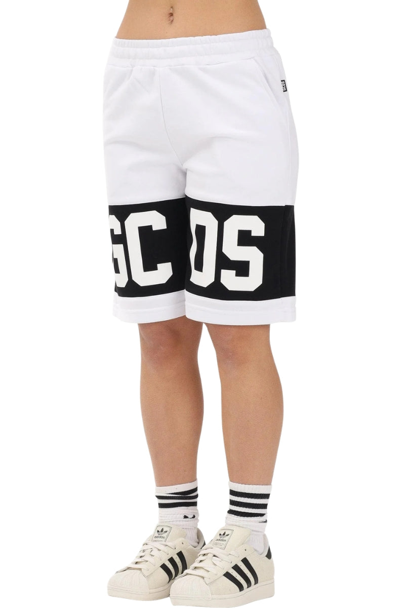 Bermuda da ragazzo e ragazza in cotone con maxi con logo lettering a contrasto fronte e retro Z0UJQL589F004