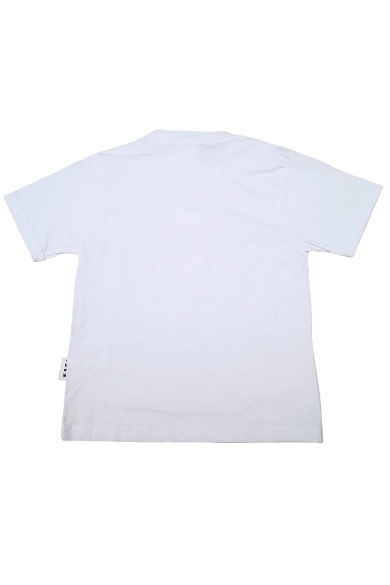 T-shirt girocollo da ragazzo con maxi stampa schizzi e logo lettering a contrasto colore IBKS001129
