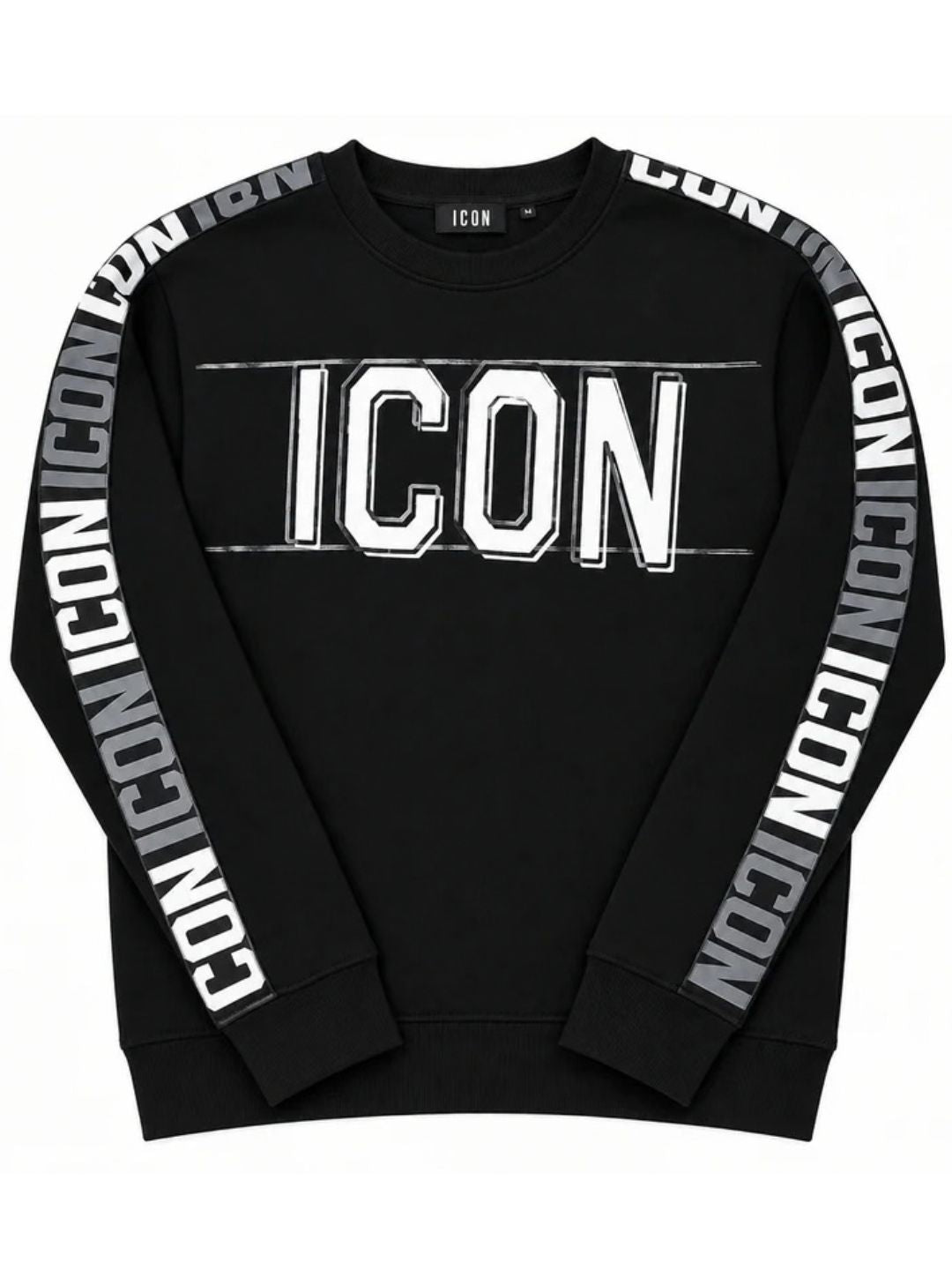 Felpa girocollo da ragazzo con banda con multi logo lettering sui profili IBSW001420