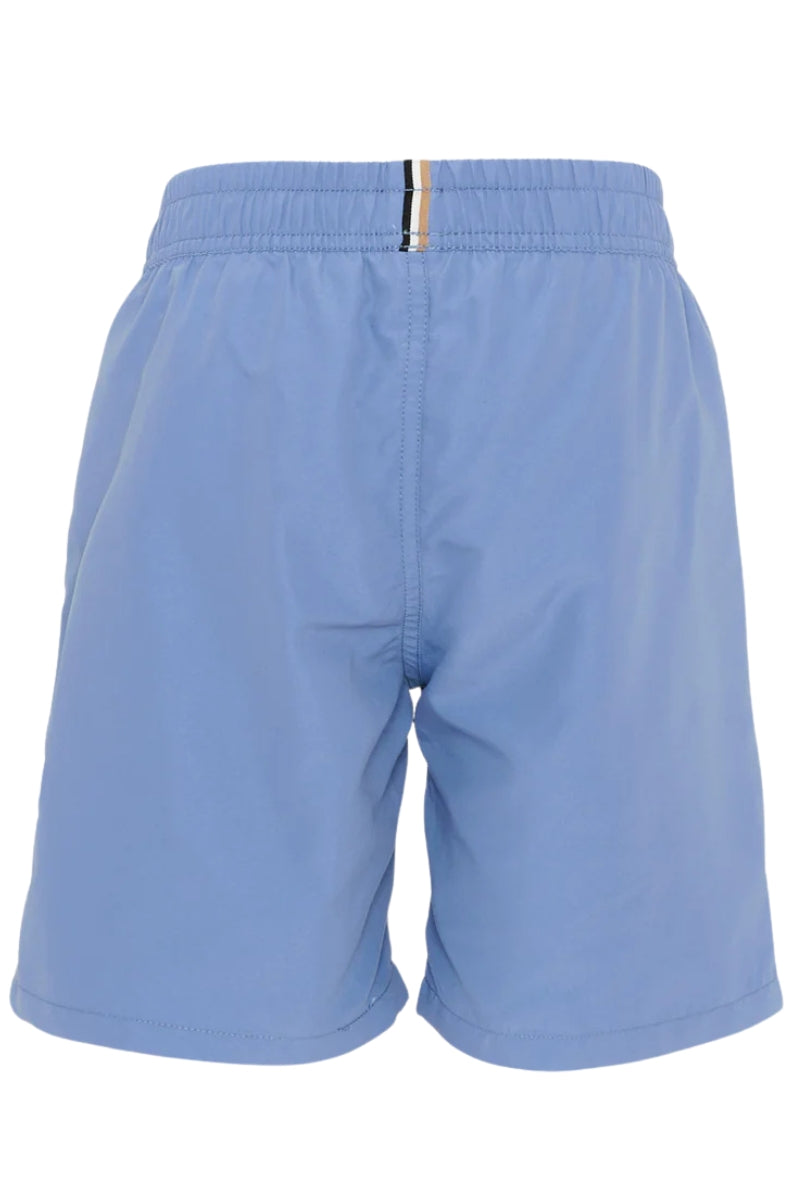 Costume da bagno da bambino e ragazzo modello boxer con logo lettering a contrasto J53171/881