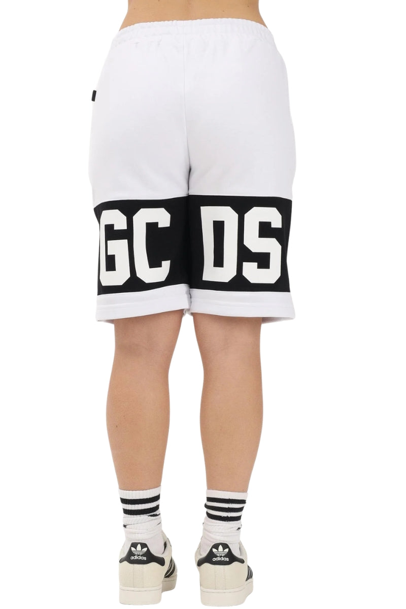 Bermuda da ragazzo e ragazza in cotone con maxi con logo lettering a contrasto fronte e retro Z0UJQL589F004