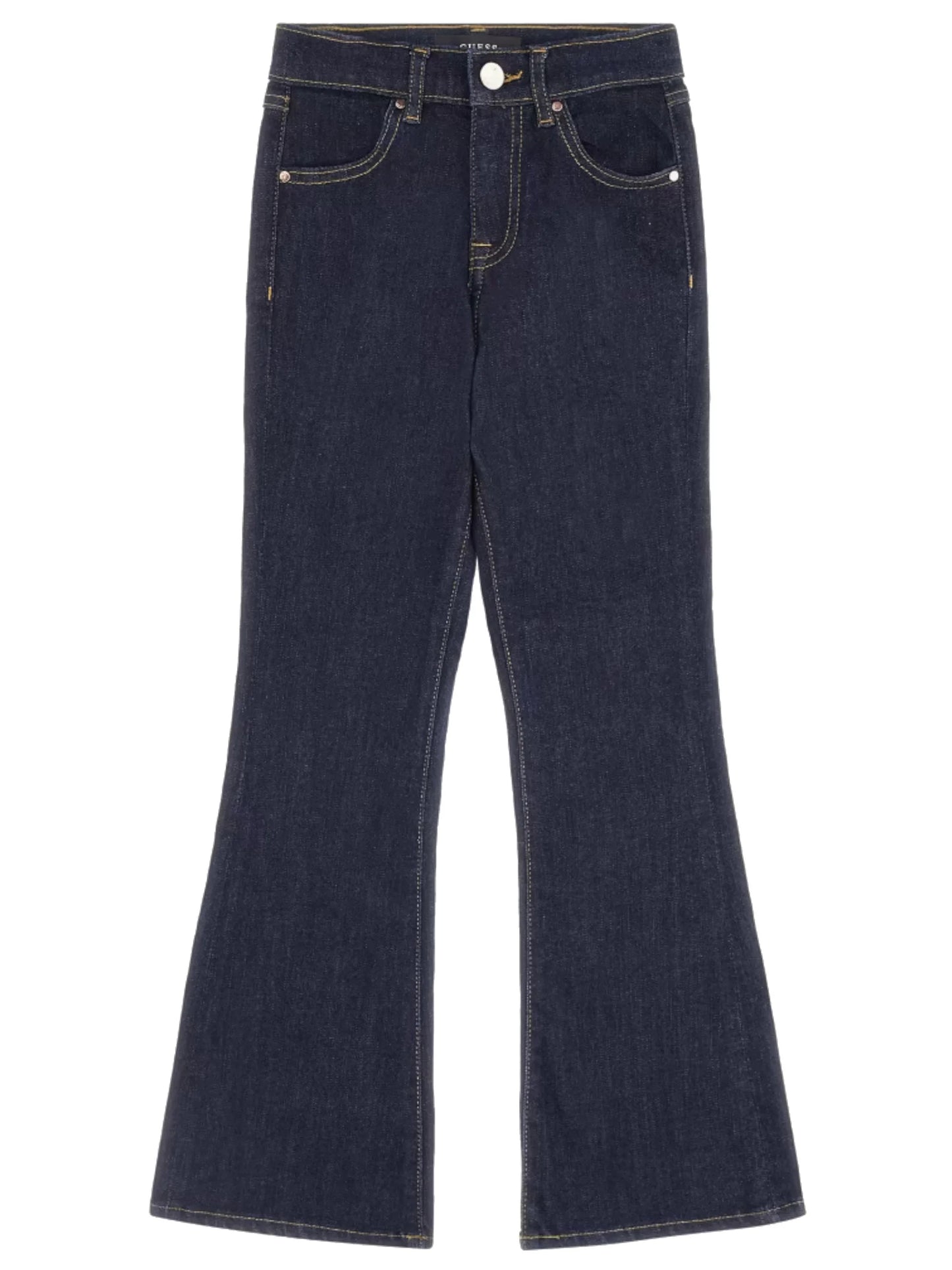 Jeans a zampa da ragazza con triangolo logato sul retro