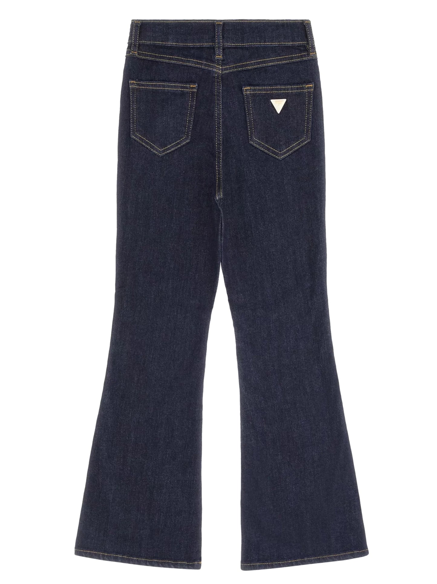 Jeans a zampa da ragazza con triangolo logato sul retro