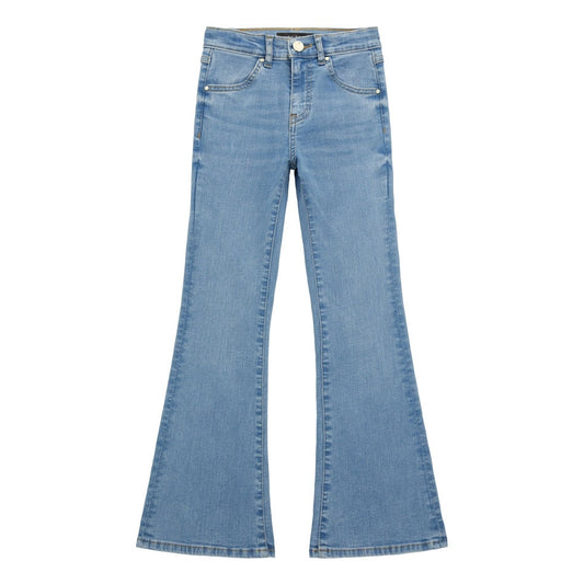 Jeans a zampa da ragazza con triangolo logato sul retro