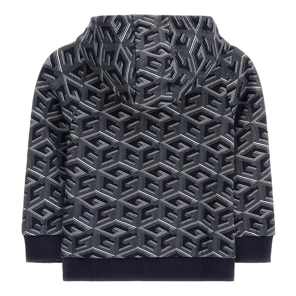 Felpa a fantasia con cappuccio e logo a contrasto