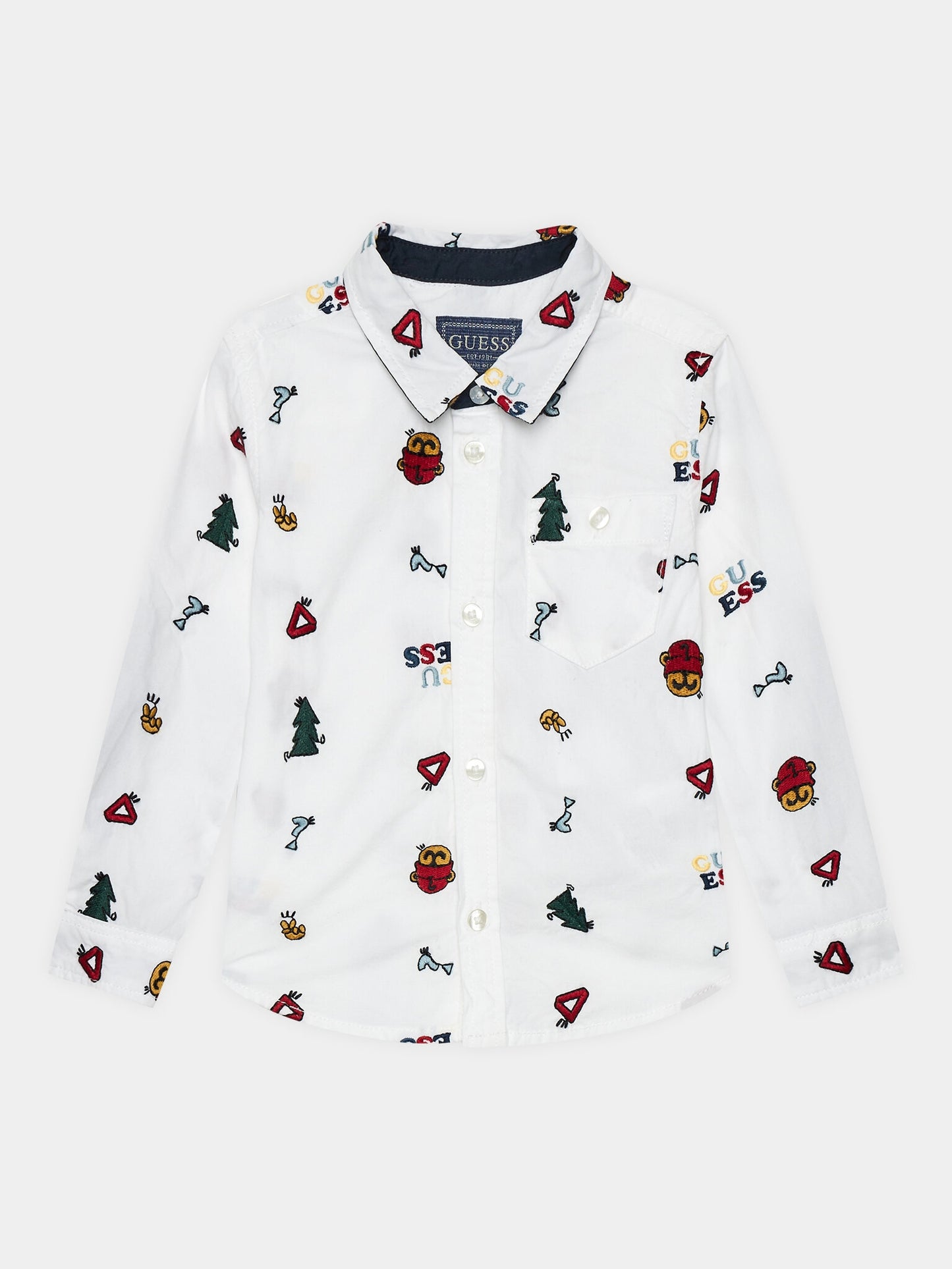Camicia da bambino a fantasia con decorazioni all over cucite