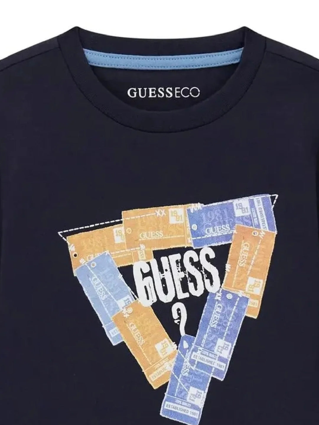 Maglia da bambino in cotone con maxi triangolo loggato stilizzato sul davanti N6BI09K5861