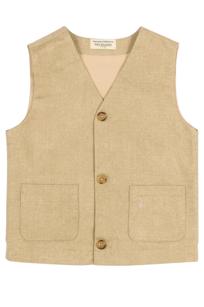 Gilet da neonato in cotone con tasche frontali  TIP26057GT