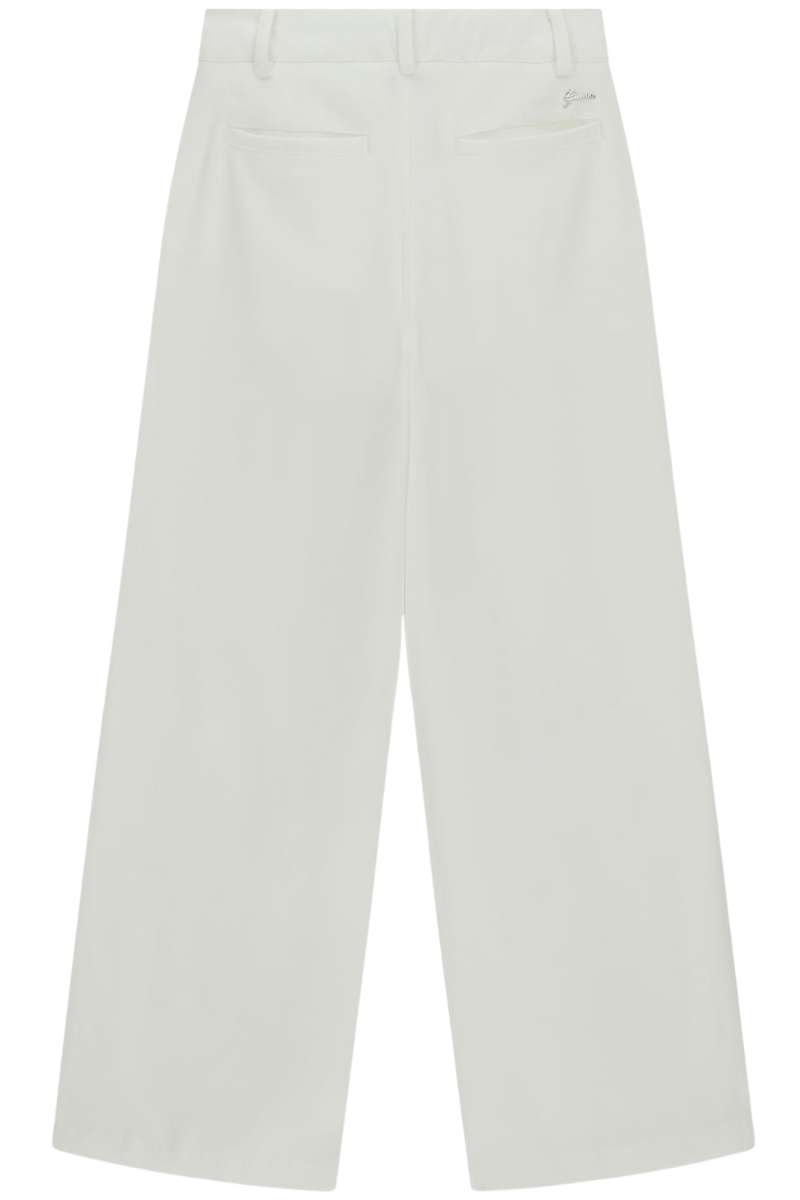 Pantaloni da ragazza in tessuto a gamba larga con logo handwriting in metallo sul retro J6RB13WGUL0