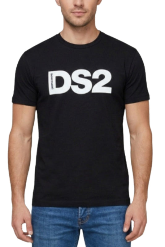 T-shirt girocollo da uomo con maxi logo a contrasto colore sul davanti SS26272