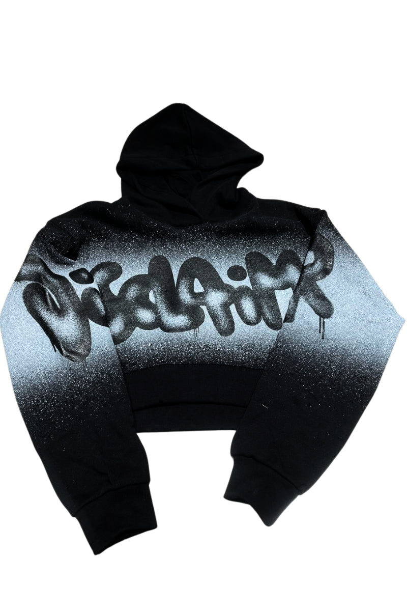 Felpa da ragazza con cappuccio e maxi logo lettering con glitter e sfumature a contrasto 26EDK58914