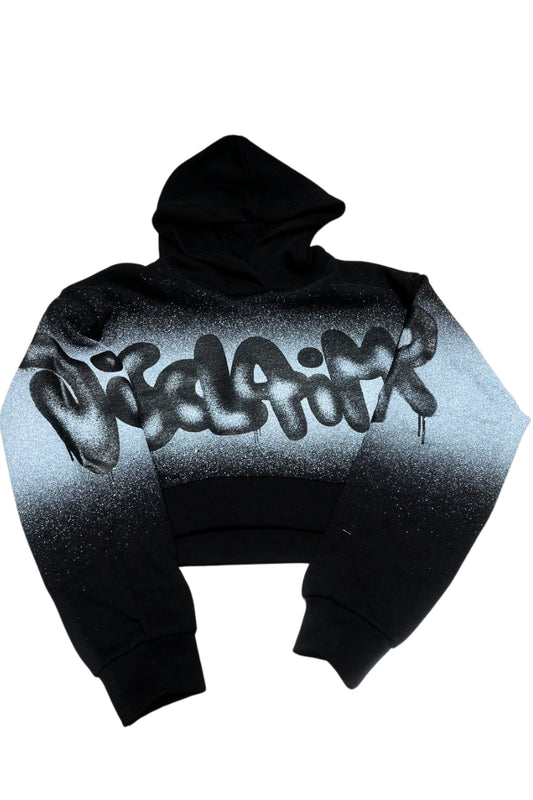 Felpa da ragazza con cappuccio e maxi logo lettering con glitter e sfumature a contrasto 26EDK58914