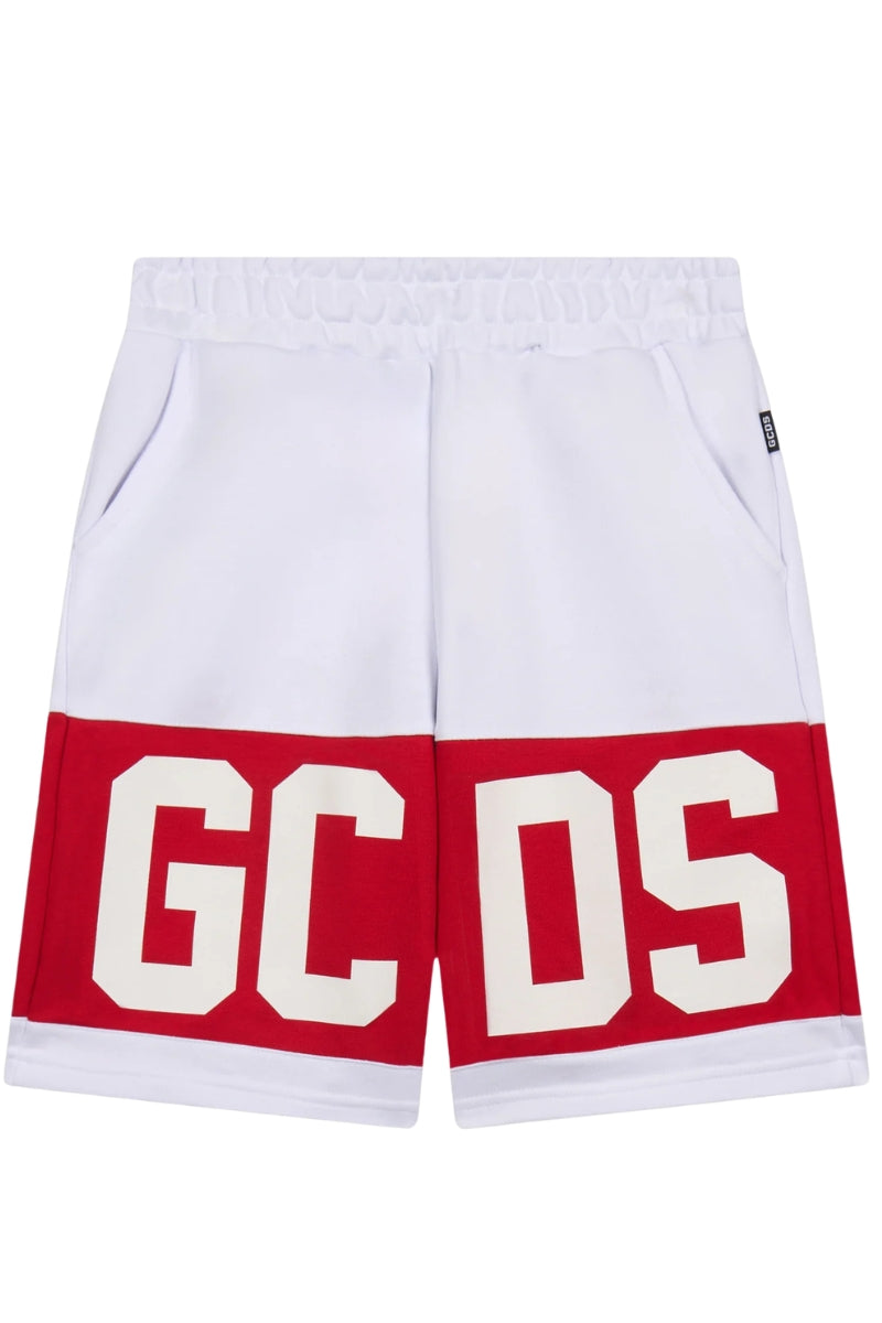 Bermuda da bambino e bambina in cotone con maxi con logo lettering a contrasto fronte e retro Z0UKQL589F004