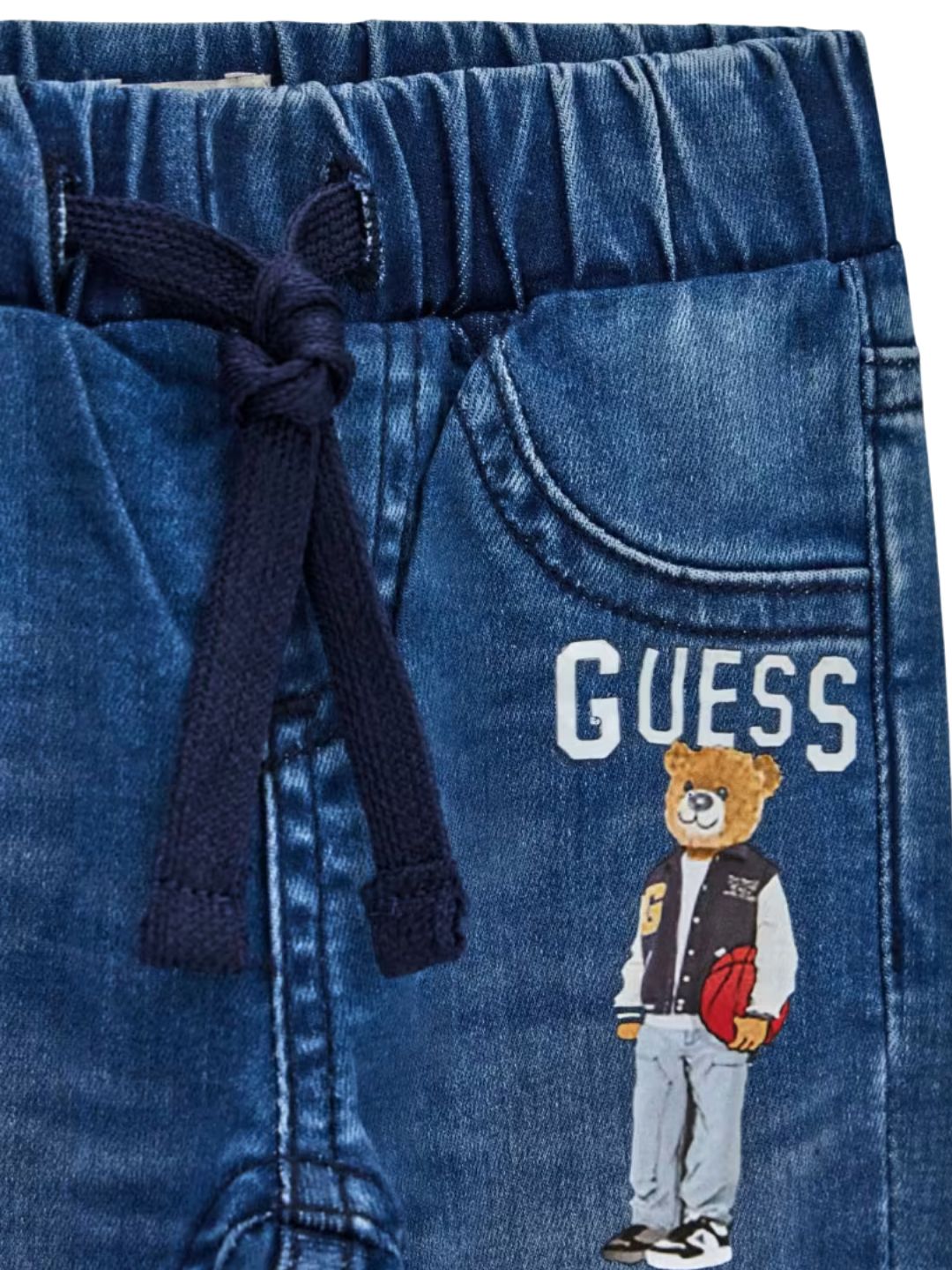 Jeans da neonato in denim con stampa loggata con orsacchiotto I6YA01D1270