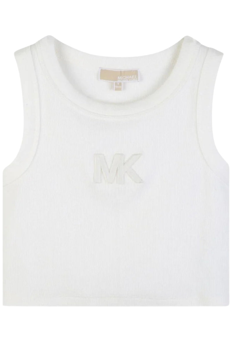 Top cropped da bambina e ragazza con logo monogram ricamato in rilievo sul davanti R30609/117