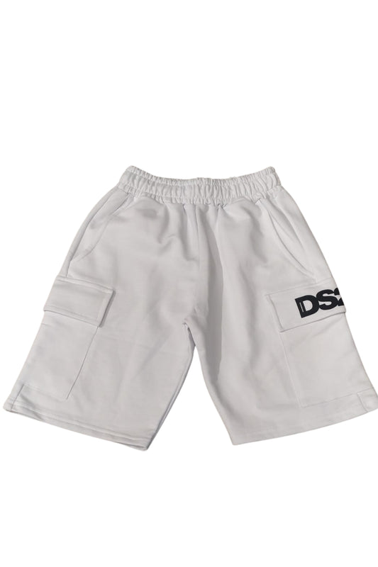 Bermuda cargo da ragazzo con logo stampato a sinistra a contrasto colore SS26K54