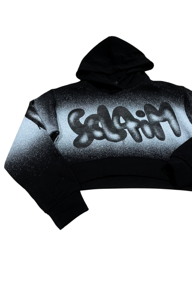 Felpa da ragazza con cappuccio e maxi logo lettering con glitter e sfumature a contrasto 26EDK58914