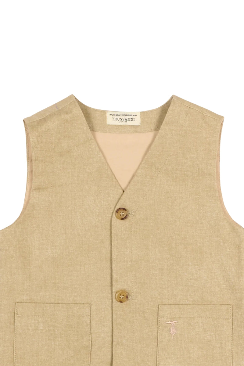 Gilet da neonato in cotone con tasche frontali  TIP26057GT