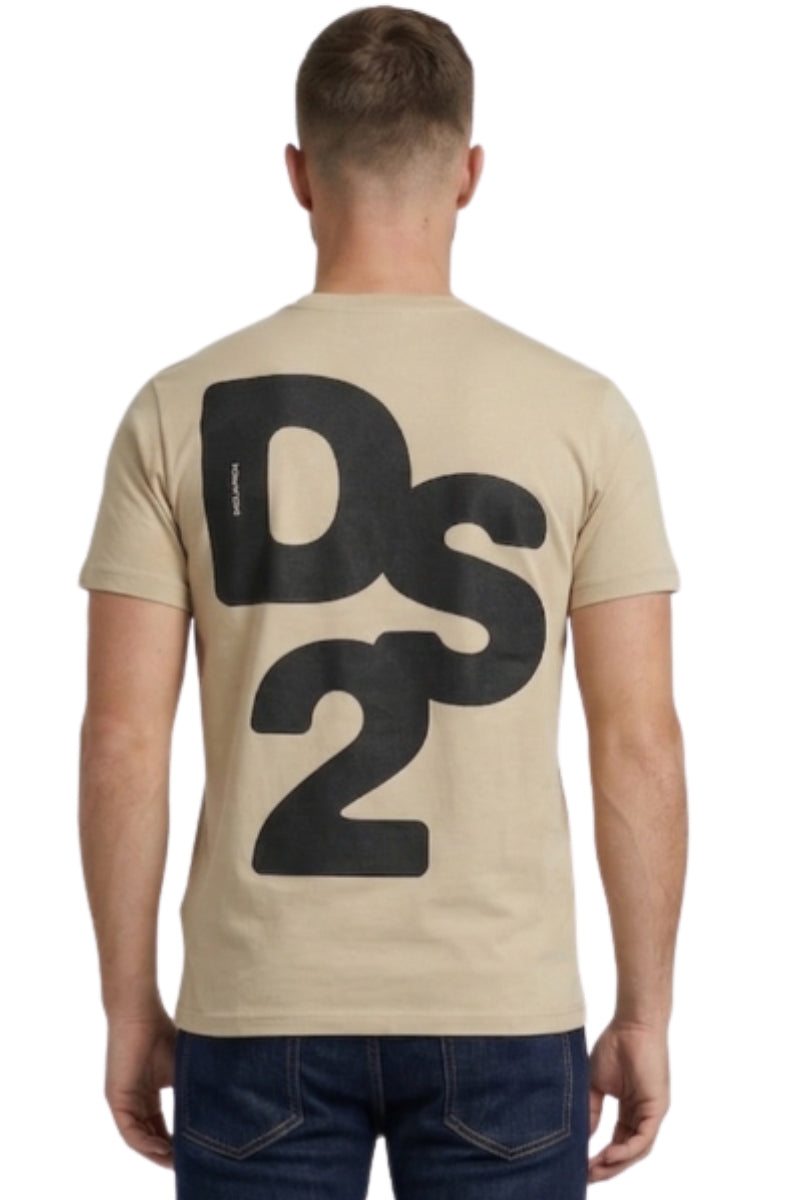 T-shirt da uomo in cotone con maxi logo lettering stampato sul retro a contrasto SS26229