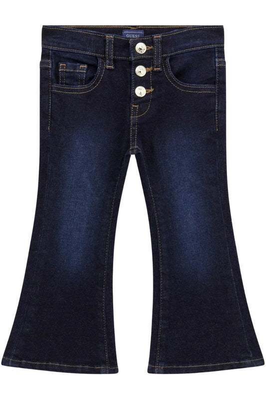 Jeans da neonata e bambina con taglio svasato e logo lettering con cuore ricamato sul retro K5BA00D4CA0